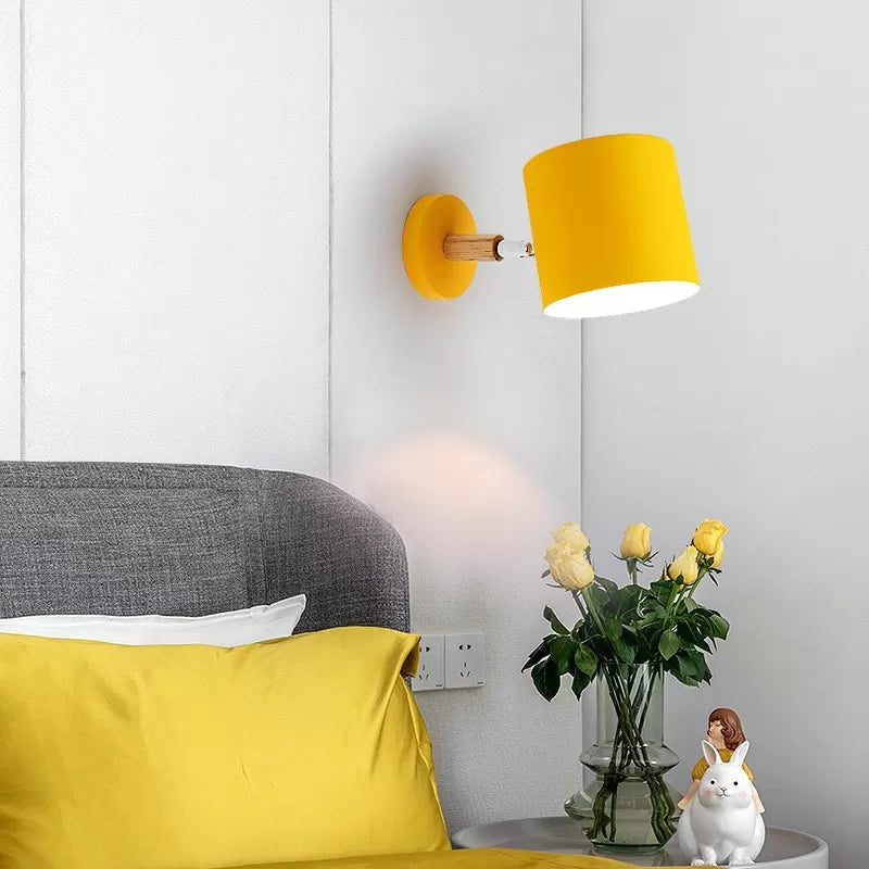 Rotatable Cylinder Wall Light One Head Macaron Style Metal Wall Lamp for Child Bedroom Clearhalo 'Wall Lamps & Sconces' 'Wall Lights' Lighting' 54289