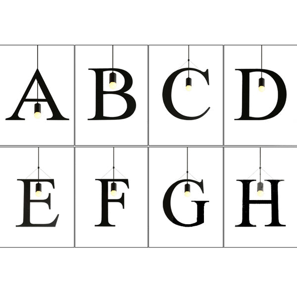 1 Light Letter Shaped Pendant Lighting Industrial Black Stainless Steel Adjustable Ceiling Light Fixture for Bedroom Black Clearhalo 'Art Deco Pendants' 'Black' 'Cast Iron' 'Ceiling Lights' 'Ceramic' 'Crystal' 'Industrial Pendants' 'Industrial' 'Metal' 'Middle Century Pendants' 'Pendant Lights' 'Pendants' 'Rustic Pendants' 'Tiffany' Lighting' 5568