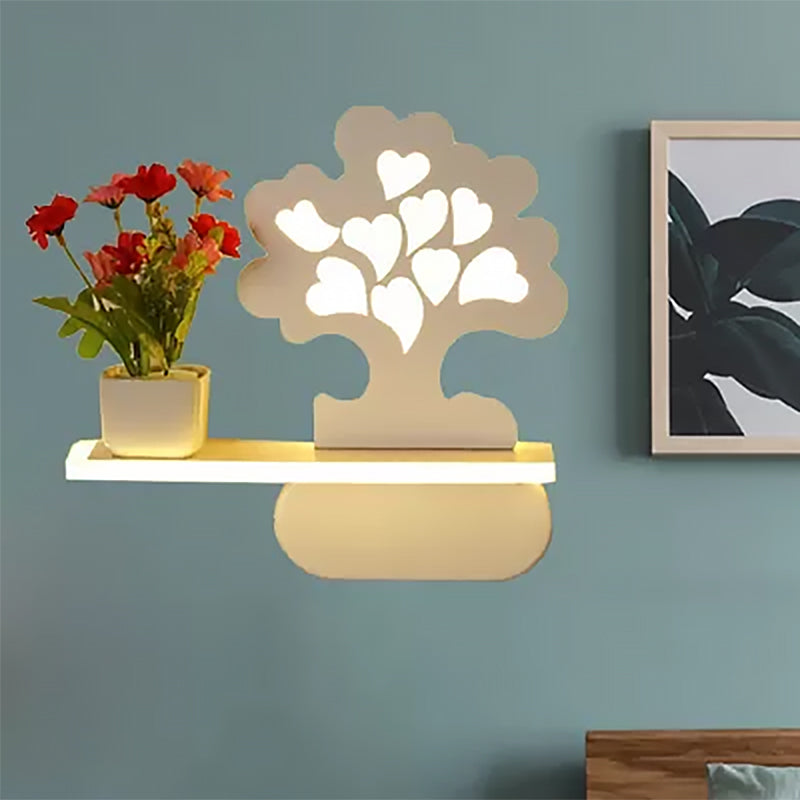 Modern Cute Tree Wall Light with Shelf Acrylic Sconce Light in White for Kids Bedroom Clearhalo 'Wall Lamps & Sconces' 'Wall Lights' Lighting' 559133