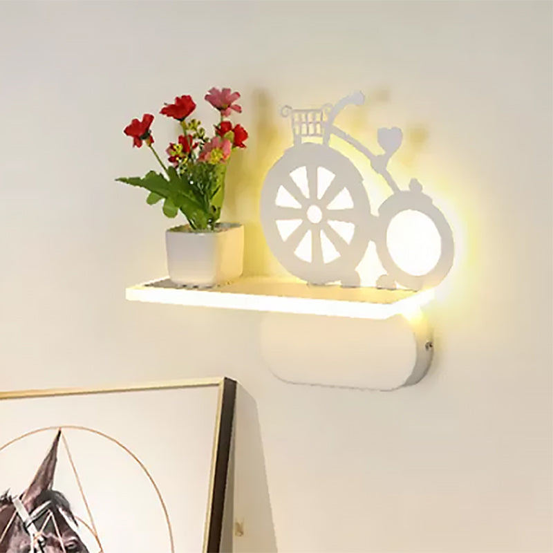 Contemporary White Sconce Light with Shelf Acrylic Wall Lamp for Office Study Room Clearhalo 'Wall Lamps & Sconces' 'Wall Lights' Lighting' 559136