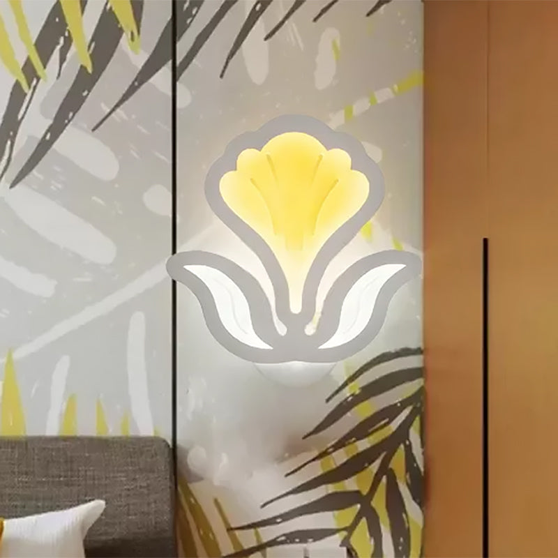 White Floral LED Wall Sconce Modern Style Acrylic Sconce Light for Child Bedroom Clearhalo 'Wall Lamps & Sconces' 'Wall Lights' Lighting' 559457