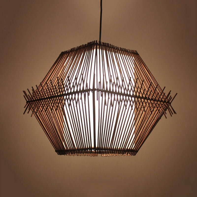 Woven Hanging Ceiling Light Contemporary Bamboo 1 Head Wood Drop Pendant with/without Shade Clearhalo 'Ceiling Lights' 'Modern Pendants' 'Modern' 'Pendant Lights' 'Pendants' Lighting' 559565