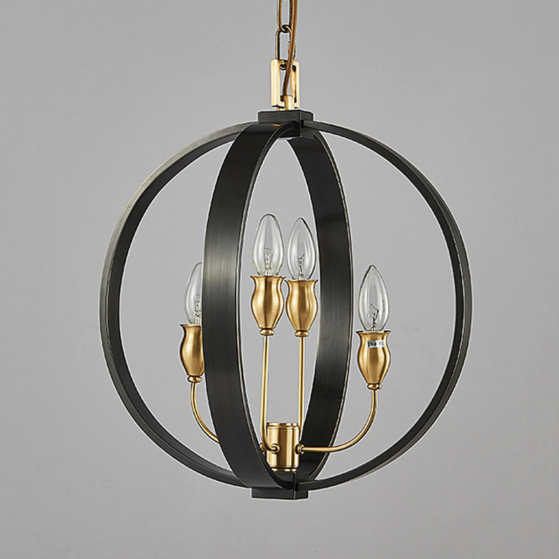 4/8 Lights Ceiling Light Traditional Candelabra Metal Hanging Chandelier in Black for Living Room Clearhalo 'Ceiling Lights' 'Chandeliers' Lighting' options 560339