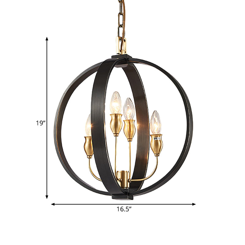 4/8 Lights Ceiling Light Traditional Candelabra Metal Hanging Chandelier in Black for Living Room Clearhalo 'Ceiling Lights' 'Chandeliers' Lighting' options 560340