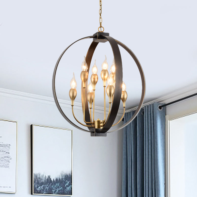 4/8 Lights Ceiling Light Traditional Candelabra Metal Hanging Chandelier in Black for Living Room Clearhalo 'Ceiling Lights' 'Chandeliers' Lighting' options 560342