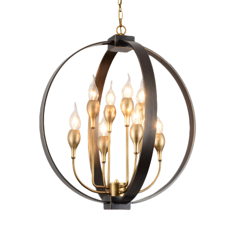 4/8 Lights Ceiling Light Traditional Candelabra Metal Hanging Chandelier in Black for Living Room Clearhalo 'Ceiling Lights' 'Chandeliers' Lighting' options 560344