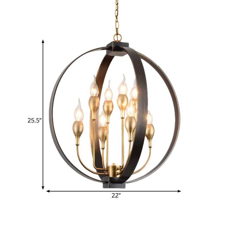 4/8 Lights Ceiling Light Traditional Candelabra Metal Hanging Chandelier in Black for Living Room Clearhalo 'Ceiling Lights' 'Chandeliers' Lighting' options 560345