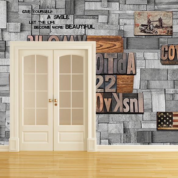 Brown Retro Mural Wallpaper Personalized Size Wood Effect Wall Covering, Custom-Printed Clearhalo 'Wall Decor' 'Wall Mural' 584x584-1_ce23212a-a25d-44ec-907d-5862cffbd6df