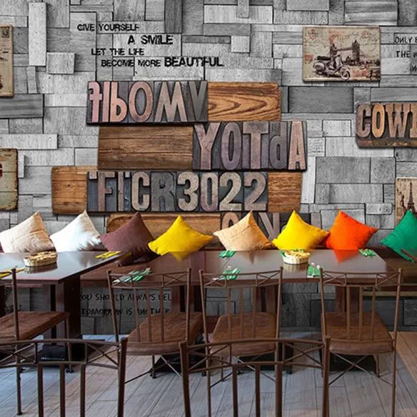 Brown Retro Mural Wallpaper Personalized Size Wood Effect Wall Covering, Custom-Printed Brown Clearhalo 'Wall Decor' 'Wall Mural' 584x584-2_4a8216b1-026c-481e-b072-eef8a63332f7