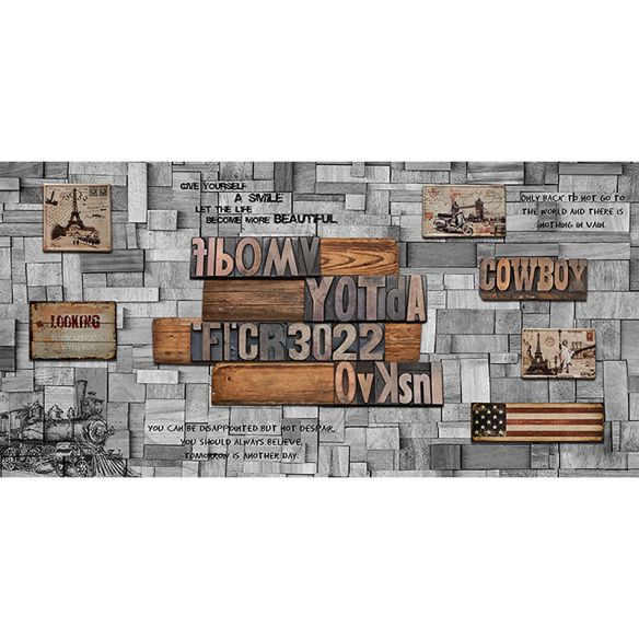 Brown Retro Mural Wallpaper Personalized Size Wood Effect Wall Covering, Custom-Printed Clearhalo 'Wall Decor' 'Wall Mural' 584x584-3