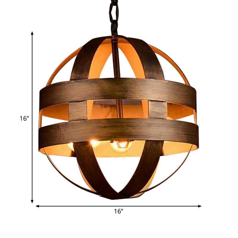 3 Lights Metal Chandelier Lighting Vintage Style Oil Rubbed Bronze Orb Cage Indoor Ceiling Light Fixture Clearhalo 'Cast Iron' 'Ceiling Lights' 'Chandeliers' 'Industrial Chandeliers' 'Industrial' 'Metal' 'Middle Century Chandeliers' 'Rustic Chandeliers' 'Tiffany' Lighting' 597896