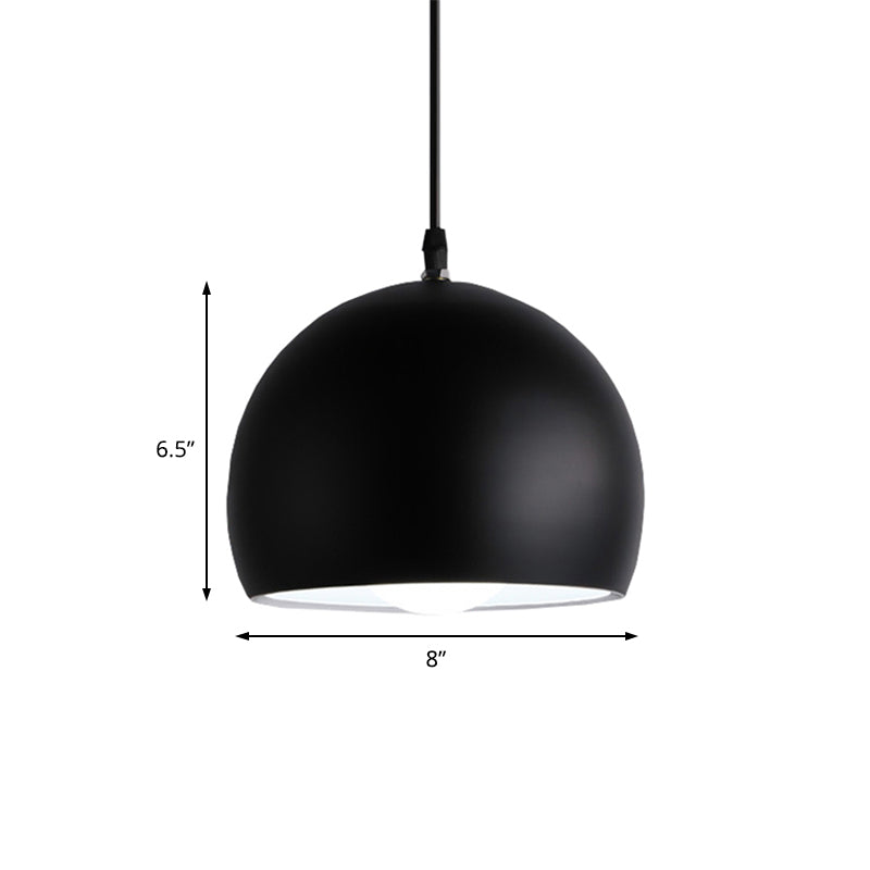 Black Globe Shade Hanging Light Industrial Style Metallic 1 Head Kitchen Pendant Lamp, 8