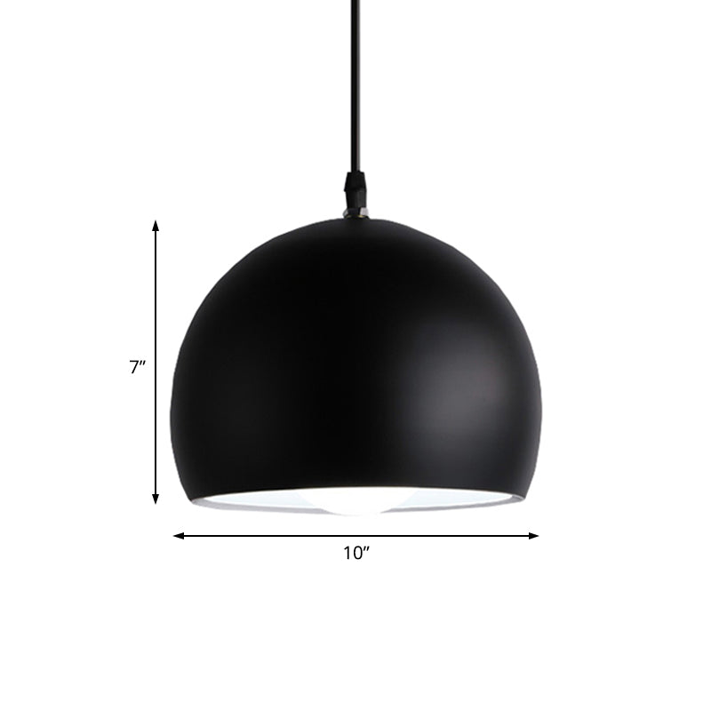 Black Globe Shade Hanging Light Industrial Style Metallic 1 Head Kitchen Pendant Lamp, 8