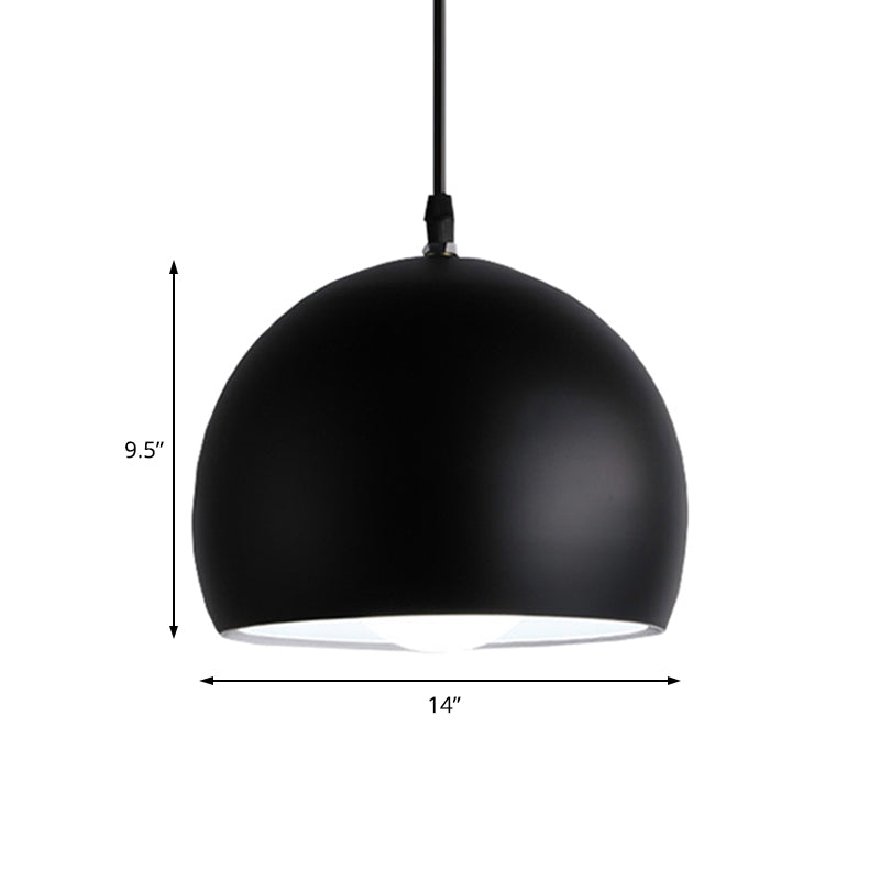 Black Globe Shade Hanging Light Industrial Style Metallic 1 Head Kitchen Pendant Lamp, 8