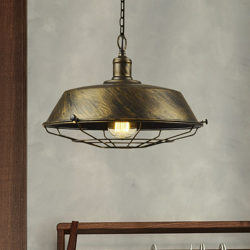 Iron Barn Hanging Light with Wire Guard Antique Style 10