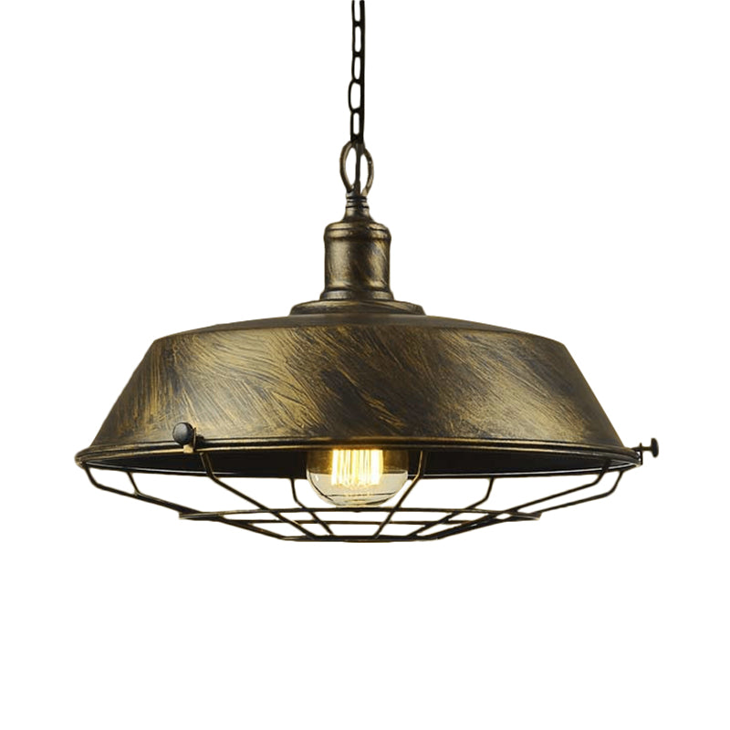 Iron Barn Hanging Light with Wire Guard Antique Style 10