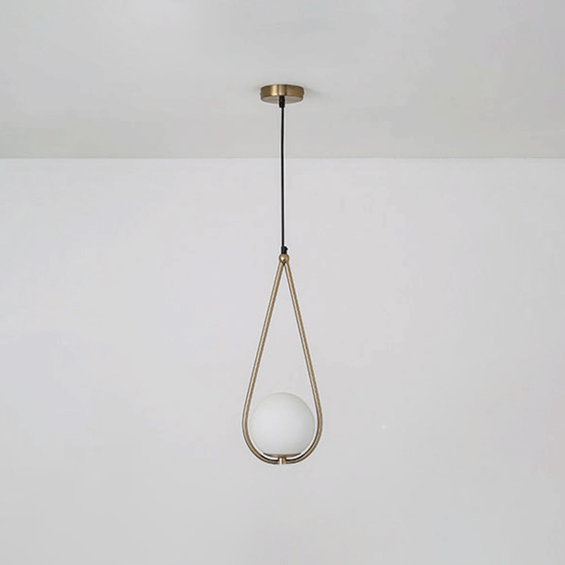 Metal Teardrop Hanging Ceiling Light Minimalism 1 Bulb Brass Finish Drop Pendant with Ball Cream Glass Shade Clearhalo 'Ceiling Lights' 'Modern Pendants' 'Modern' 'Pendant Lights' 'Pendants' Lighting' 5_e1f51cf7-cf3d-438b-bf3f-b991a771b87e