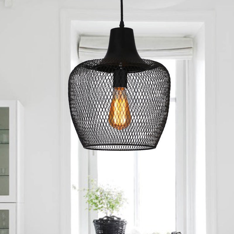 Bowl Mesh Metal Hanging Light Industrial Single Light Dining Room Pendant Lamp in Black Black Clearhalo 'Art Deco Pendants' 'Black' 'Cast Iron' 'Ceiling Lights' 'Ceramic' 'Crystal' 'Industrial Pendants' 'Industrial' 'Metal' 'Middle Century Pendants' 'Pendant Lights' 'Pendants' 'Rustic Pendants' 'Tiffany' Lighting' 600003