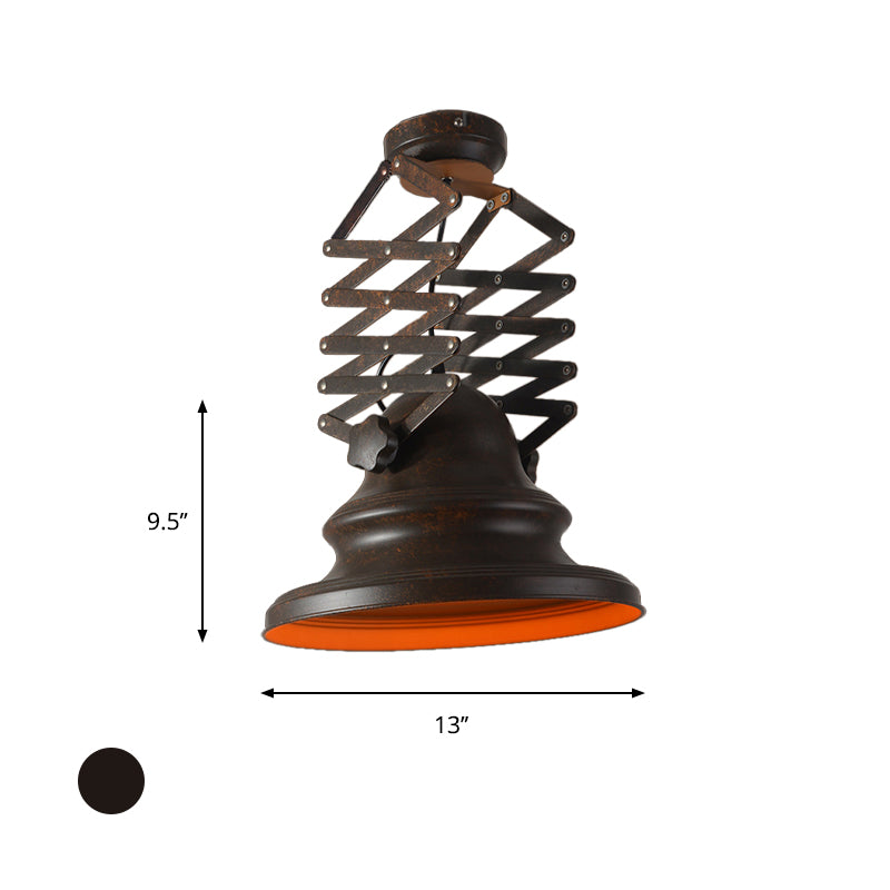 Rust Finish Bell Pendant Light Farmhouse Style Wrought Iron 1 Head Indoor Extendable Ceiling Fixture Clearhalo 'Art Deco Pendants' 'Cast Iron' 'Ceiling Lights' 'Ceramic' 'Crystal' 'Industrial Pendants' 'Industrial' 'Metal' 'Middle Century Pendants' 'Pendant Lights' 'Pendants' 'Tiffany' Lighting' 600337