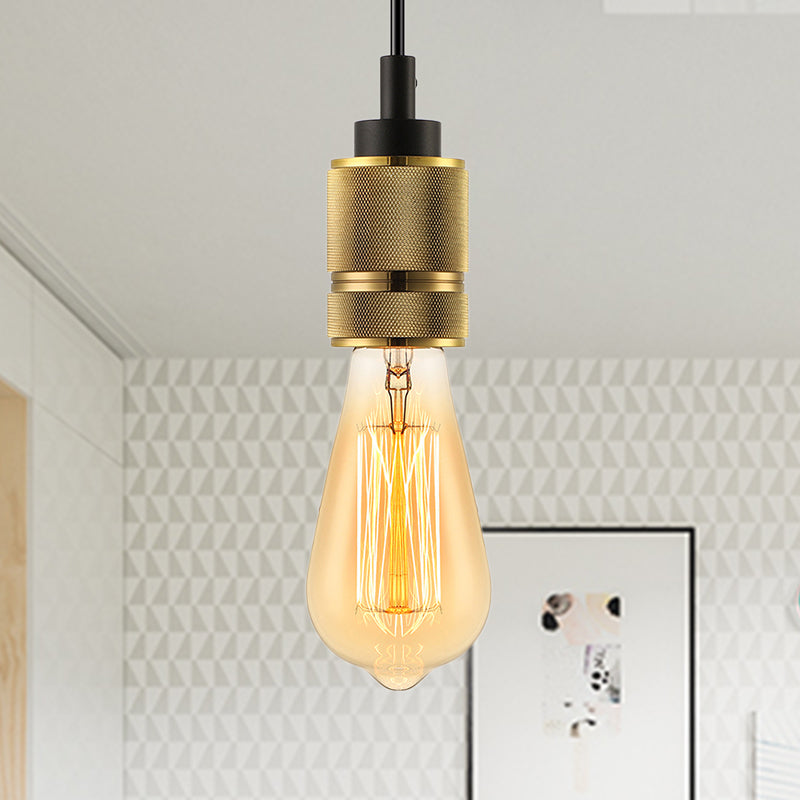 1 Head Metal Suspension Lamp Vintage Style Golden Exposed Bulb Bedroom Mini Ceiling Fixture Gold Clearhalo 'Art Deco Pendants' 'Cast Iron' 'Ceiling Lights' 'Ceramic' 'Crystal' 'Industrial Pendants' 'Industrial' 'Metal' 'Middle Century Pendants' 'Pendant Lights' 'Pendants' 'Tiffany' Lighting' 601554