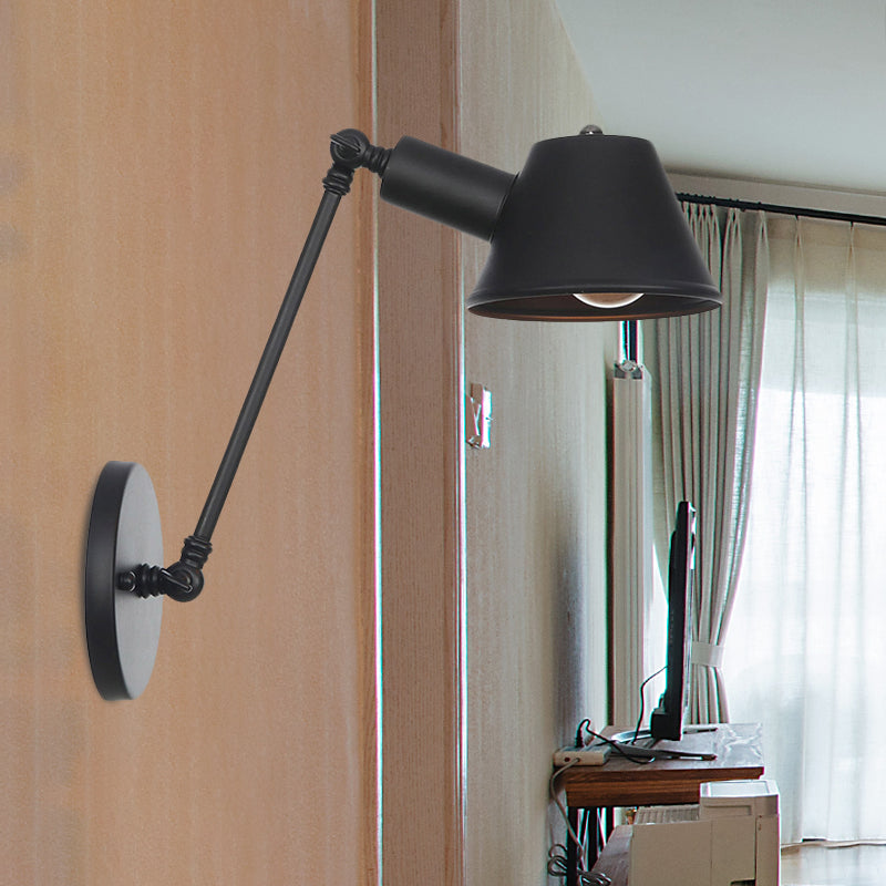 Black 1 Bulb Wall Lamp Sconce Farmhouse Iron Bell Wall Mount Light Fixture with 8