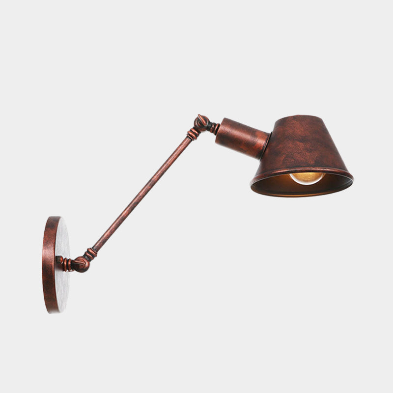 Antiqued Bell Sconce Lighting Fixture 1 Light Iron Wall Lamp in Rust with Swing Arm for Bedroom, 8