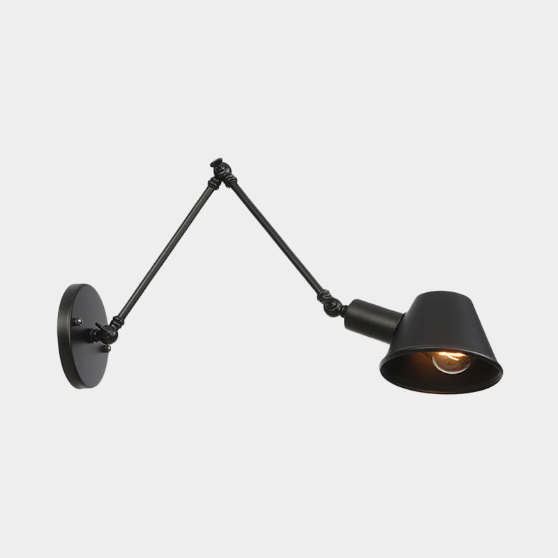 1 Bulb Wall Light Sconce Industrial Bar Wall Mounted Lamp with Bell Metal Shade in Black, 6