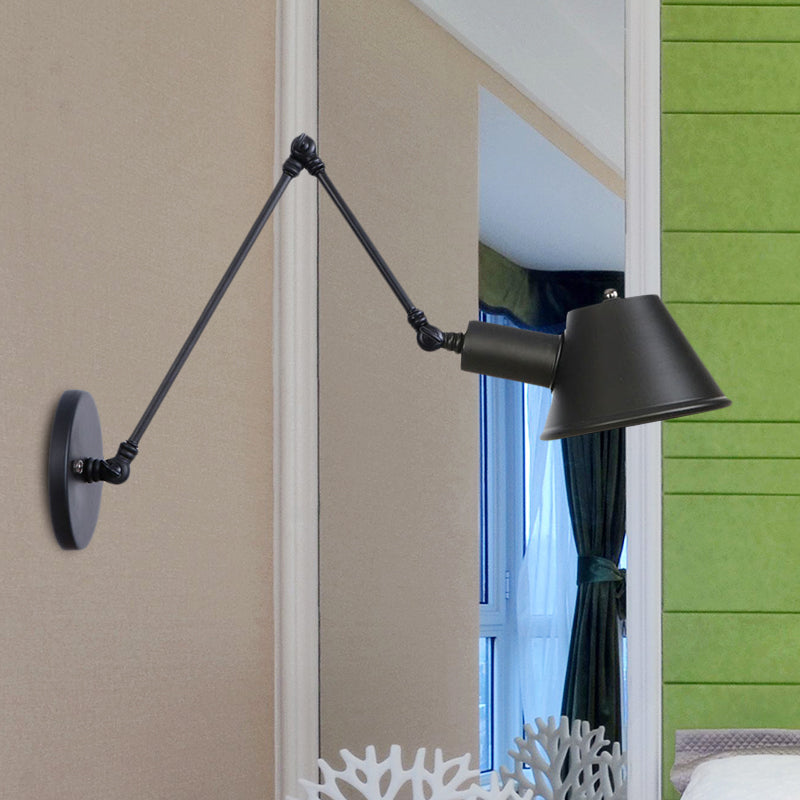 1 Bulb Wall Light Sconce Industrial Bar Wall Mounted Lamp with Bell Metal Shade in Black, 6