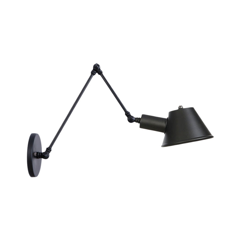 1 Bulb Wall Light Sconce Industrial Bar Wall Mounted Lamp with Bell Metal Shade in Black, 6