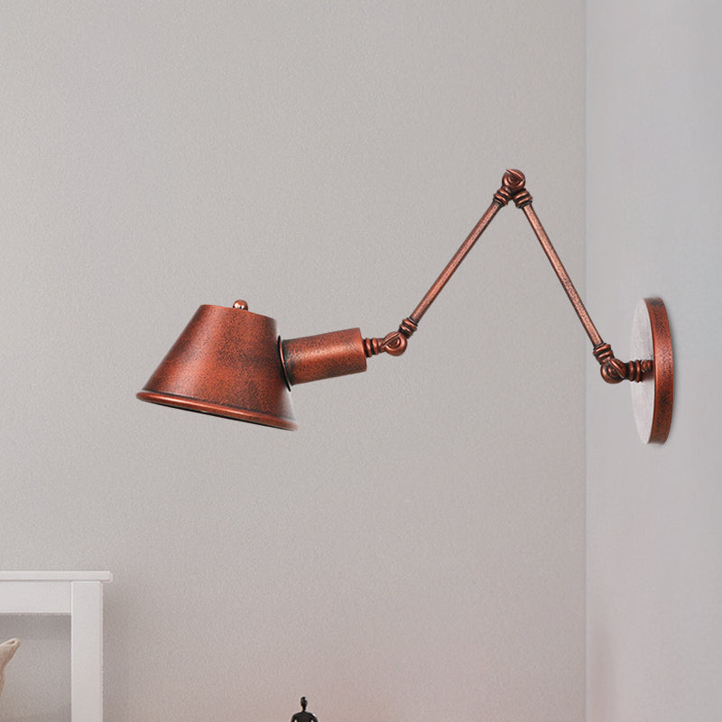 Iron Rust Finish Wall Light Fixture Bell 1-Light Farmhouse Wall Mount Sconce with Swing Arm of 6