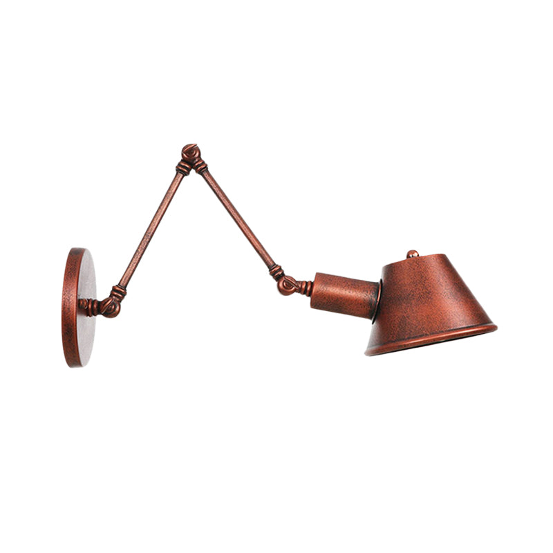 Iron Rust Finish Wall Light Fixture Bell 1-Light Farmhouse Wall Mount Sconce with Swing Arm of 6