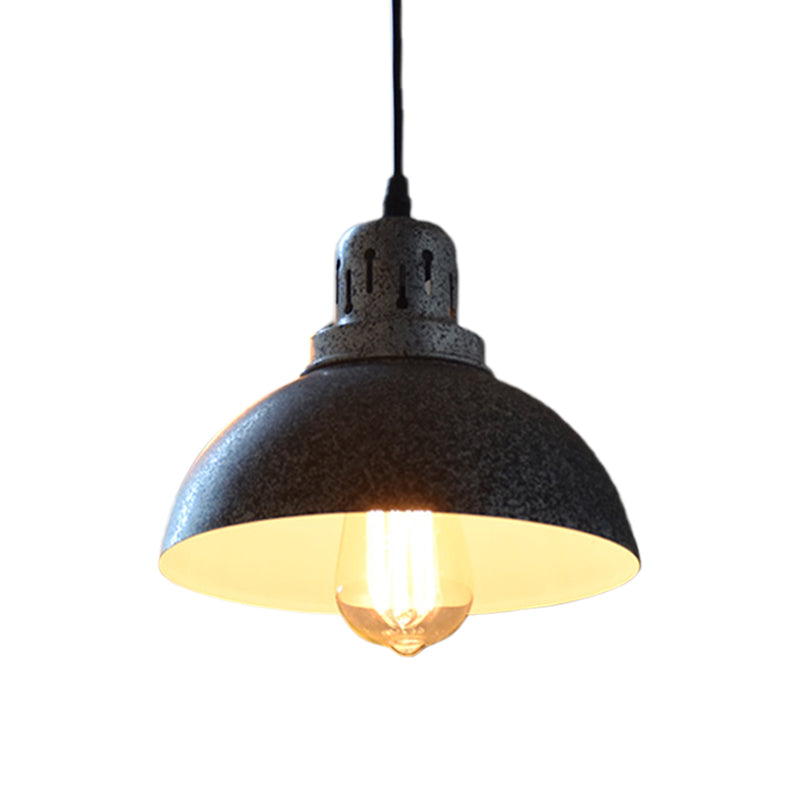 Matte Black 1-Light Ceiling Lighting Rustic Metallic Domed Suspended Pendant Lamp Clearhalo 'Art Deco Pendants' 'Black' 'Cast Iron' 'Ceiling Lights' 'Ceramic' 'Crystal' 'Industrial Pendants' 'Industrial' 'Metal' 'Middle Century Pendants' 'Pendant Lights' 'Pendants' 'Rustic Pendants' 'Tiffany' Lighting' 603300