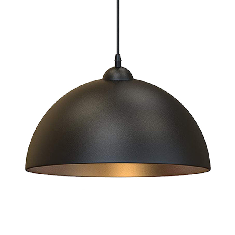 Dome Metal Pendant Lighting Industrial 1 Bulb Dining Room Ceiling Hang Fixture in Black Clearhalo 'Art Deco Pendants' 'Black' 'Cast Iron' 'Ceiling Lights' 'Ceramic' 'Crystal' 'Industrial Pendants' 'Industrial' 'Metal' 'Middle Century Pendants' 'Pendant Lights' 'Pendants' 'Rustic Pendants' 'Tiffany' Lighting' 603326