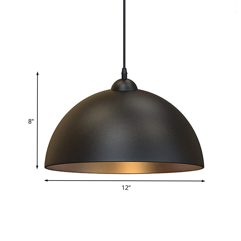 Dome Metal Pendant Lighting Industrial 1 Bulb Dining Room Ceiling Hang Fixture in Black Clearhalo 'Art Deco Pendants' 'Black' 'Cast Iron' 'Ceiling Lights' 'Ceramic' 'Crystal' 'Industrial Pendants' 'Industrial' 'Metal' 'Middle Century Pendants' 'Pendant Lights' 'Pendants' 'Rustic Pendants' 'Tiffany' Lighting' 603328