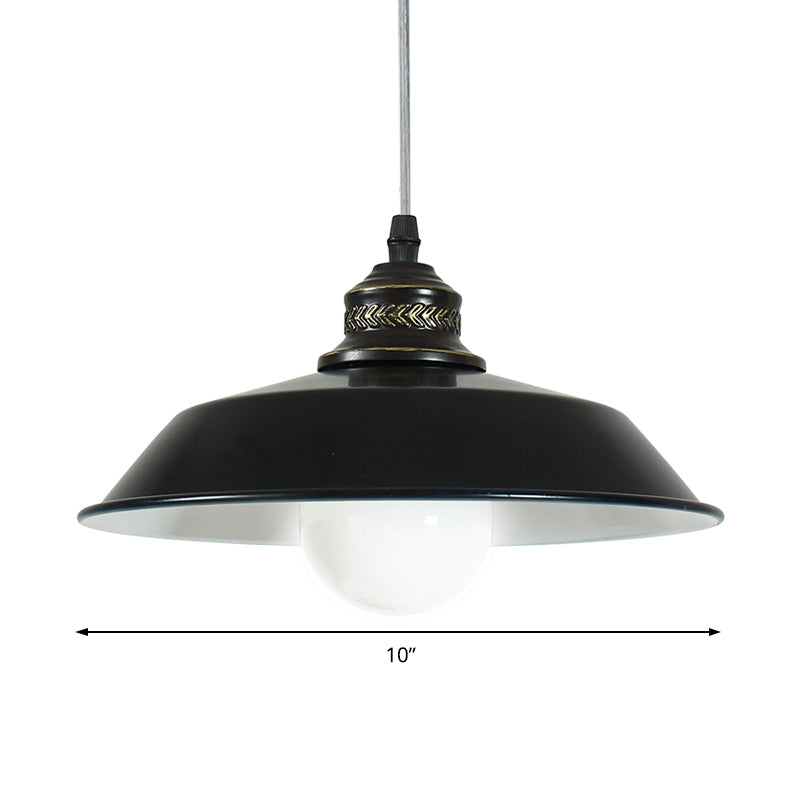 Loft Stylish Barn Lampshade Suspension Light 1 Light Metallic Ceiling Pendant Light in Black, 10