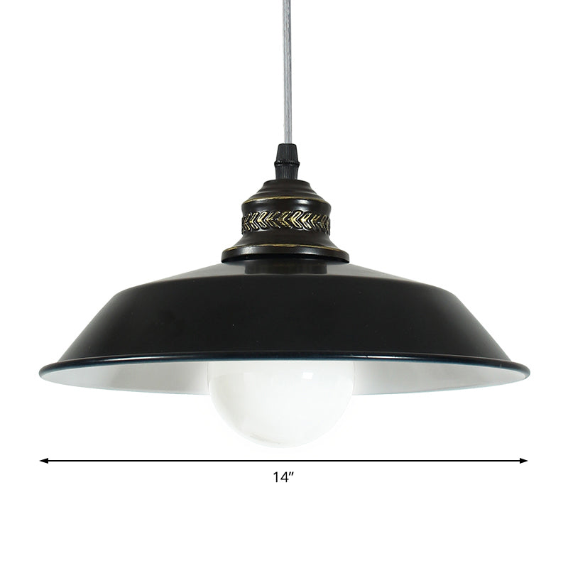 Loft Stylish Barn Lampshade Suspension Light 1 Light Metallic Ceiling Pendant Light in Black, 10