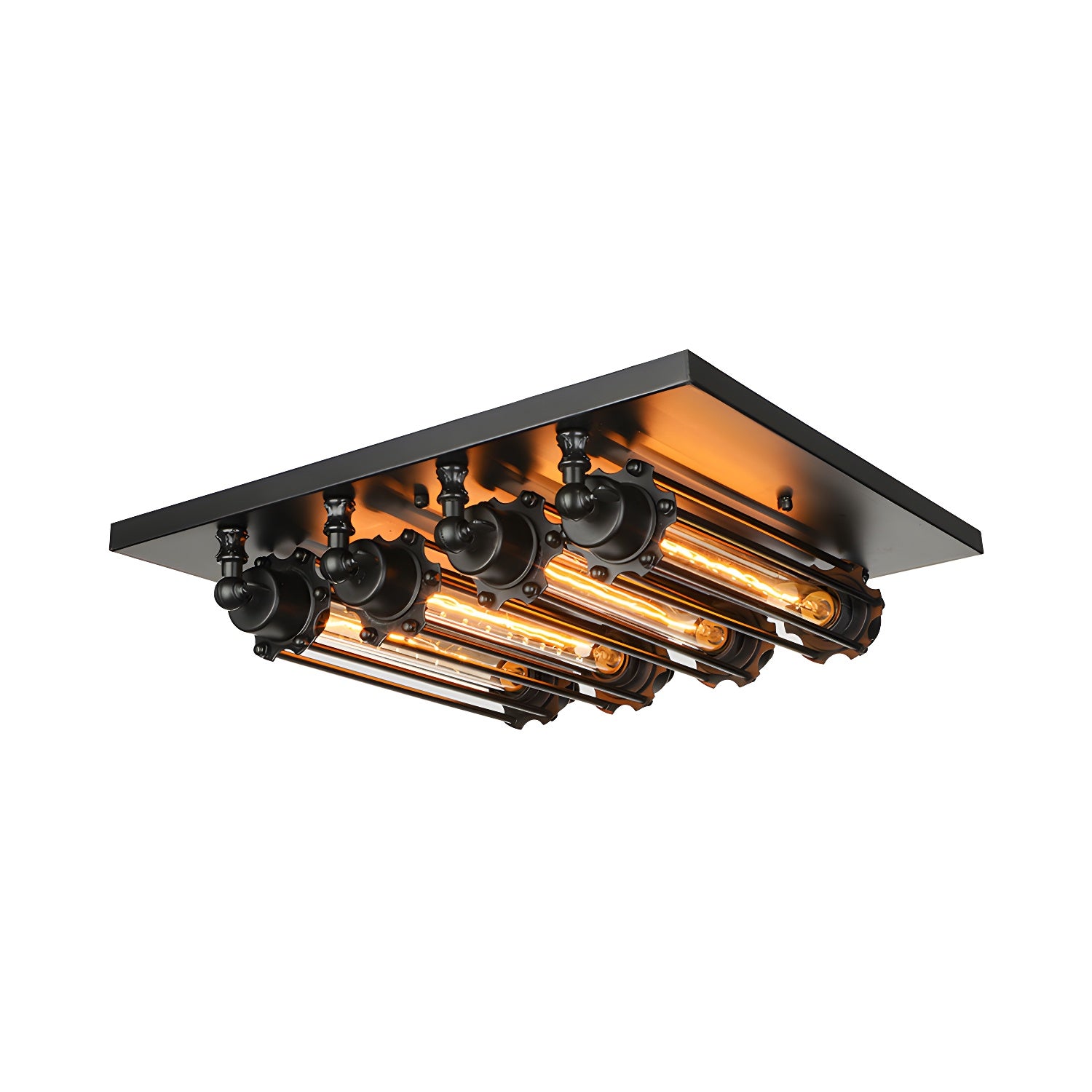 Metal Tubed Cage Flush Mount Ceiling Light Farmhouse Style 4-Head Indoor Ceiling Lighting in Black Clearhalo 'Ceiling Lights' 'Close To Ceiling Lights' 'Close to ceiling' 'Semi-flushmount' Lighting' 605927