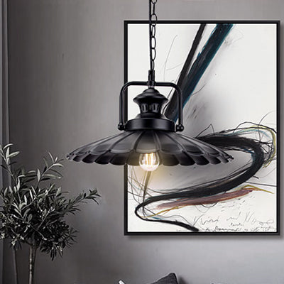 1 Light Vintage Industrial Pendant Light Metal Cone Pendant Lamp in Black for Indoor Clearhalo 'Art Deco Pendants' 'Black' 'Cast Iron' 'Ceiling Lights' 'Ceramic' 'Crystal' 'Industrial Pendants' 'Industrial' 'Metal' 'Middle Century Pendants' 'Pendant Lights' 'Pendants' 'Rustic Pendants' 'Tiffany' Lighting' 60931