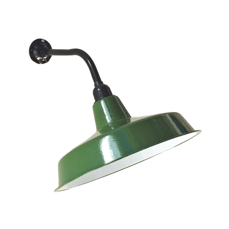 Green Finish 1-Light Wall Sconce Vintage Metal Barn Shade Wall Mount Lamp Fixture, 14