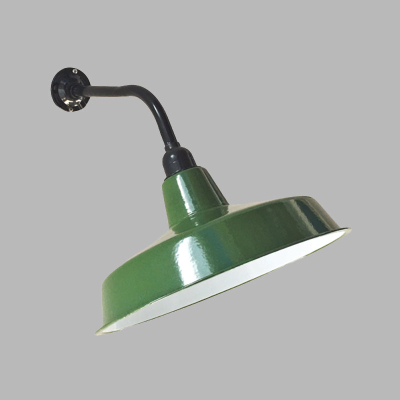 Green Finish 1-Light Wall Sconce Vintage Metal Barn Shade Wall Mount Lamp Fixture, 14