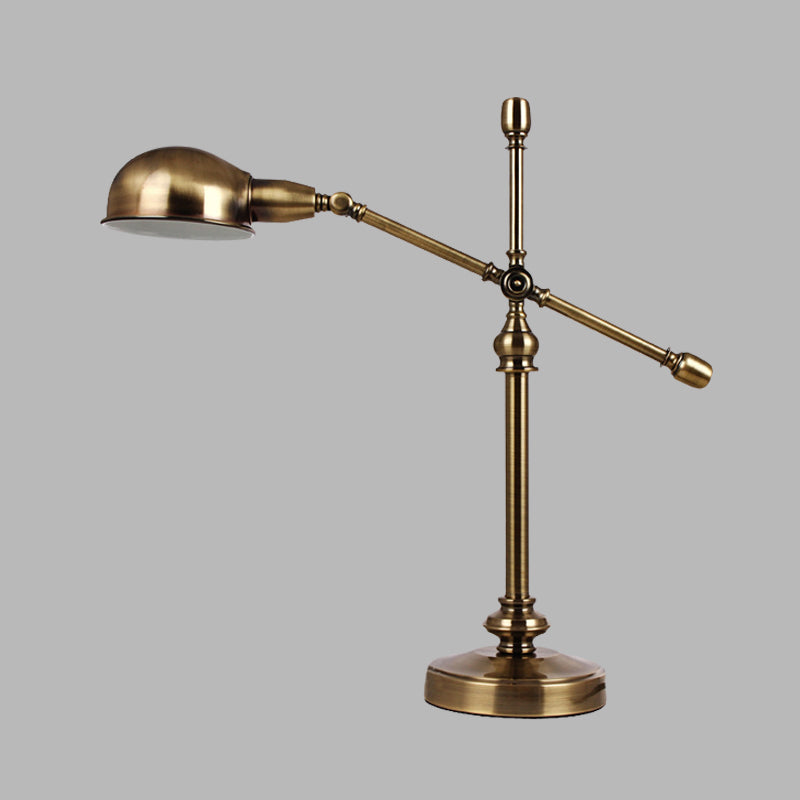 LED Desk Light Countryside Dome Metal Table Lamp in Gold with Rotatable Crossing Arm Clearhalo 'Lamps' 'Table Lamps' Lighting' 612181