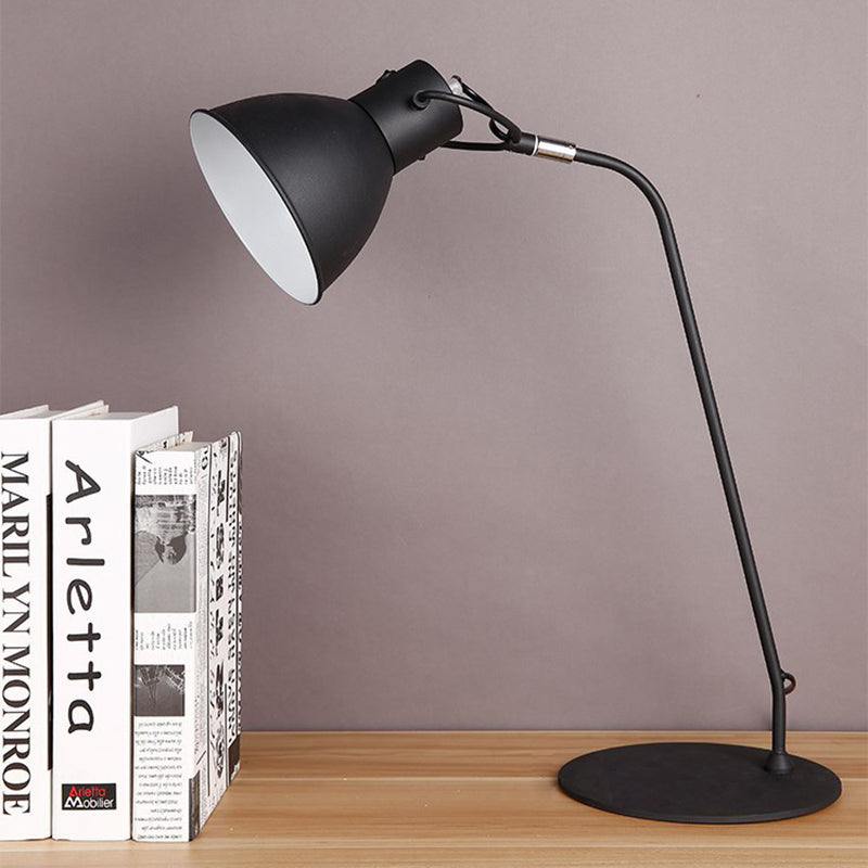 Black Finish LED Task Lamp Antiqued Metal Curved Arm Reading Lighting with Dome Shade for Study Room Clearhalo 'Lamps' 'Table Lamps' Lighting' 612199