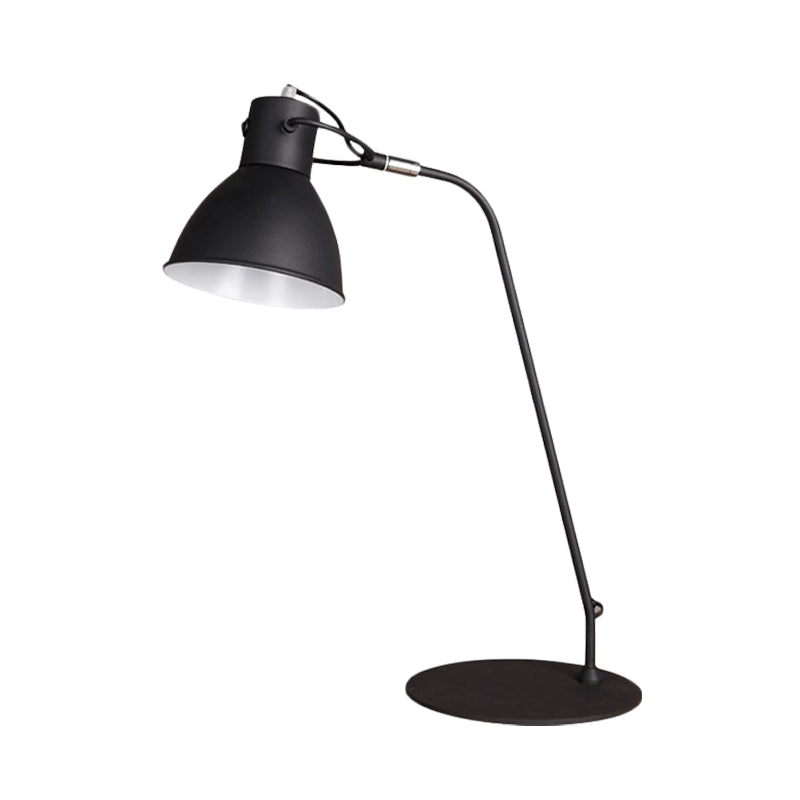 Black Finish LED Task Lamp Antiqued Metal Curved Arm Reading Lighting with Dome Shade for Study Room Clearhalo 'Lamps' 'Table Lamps' Lighting' 612200