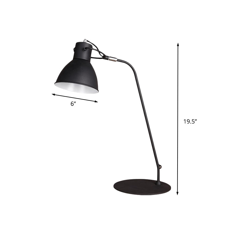 Black Finish LED Task Lamp Antiqued Metal Curved Arm Reading Lighting with Dome Shade for Study Room Clearhalo 'Lamps' 'Table Lamps' Lighting' 612202