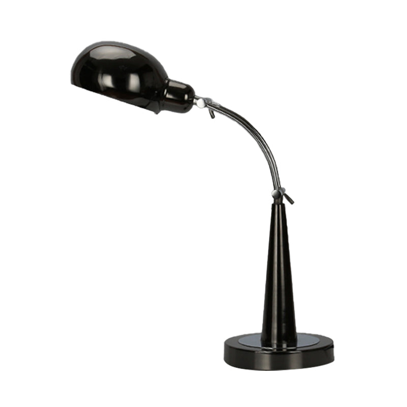 Industrial Dome Shade Reading Light 1 Light Metal Plug-In Table Lamp in Black/Silver with Adjustable Arm Clearhalo 'Lamps' 'Table Lamps' Lighting' 612220