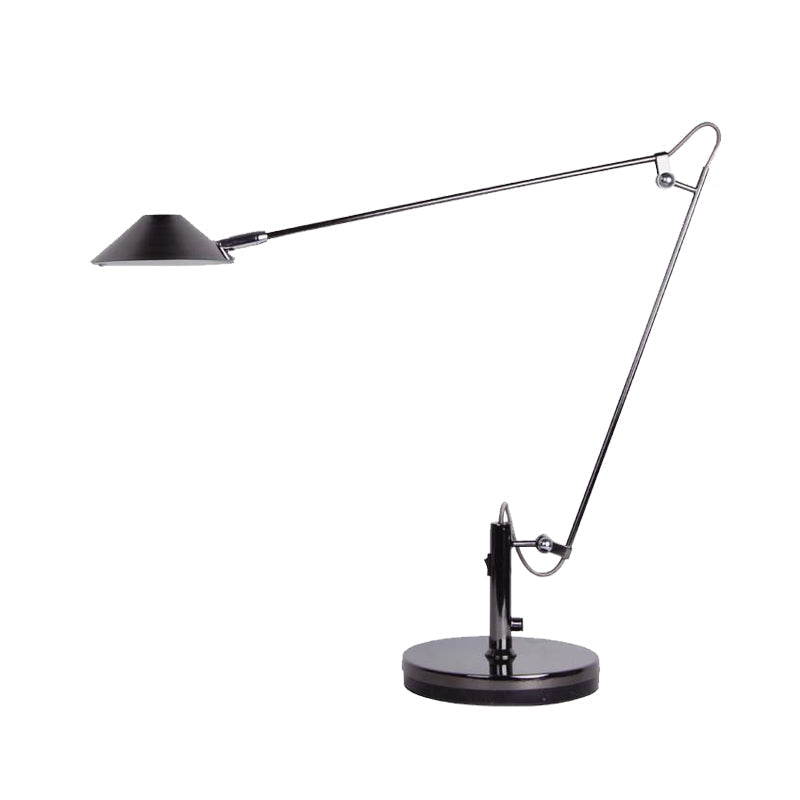 Black Conical Table Lighting Industrial Metal LED Office Task Lamp with Adjustable Long Arm Clearhalo 'Lamps' 'Table Lamps' Lighting' 612223