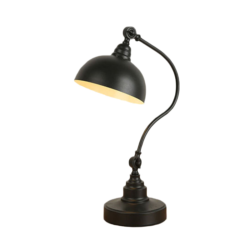 Metal Dome Adjustable Table Light Vintage 1 Bulb Study Room Task Lamp in Black with Gooseneck Arm Clearhalo 'Lamps' 'Table Lamps' Lighting' 612260