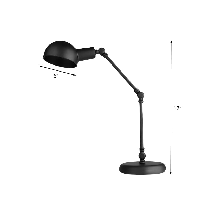 LED Task Light Industrial Style Domed Metallic Reading Book Lamp in Black with Swing Arm Clearhalo 'Lamps' 'Table Lamps' Lighting' 612267