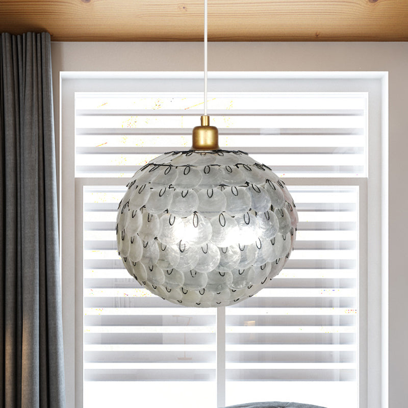 Modernism 1 Light Hanging Lighting Silver Sphere Pendant Ceiling Lamp with Shell Shade Clearhalo 'Ceiling Lights' 'Modern Pendants' 'Modern' 'Pendant Lights' 'Pendants' Lighting' 612351