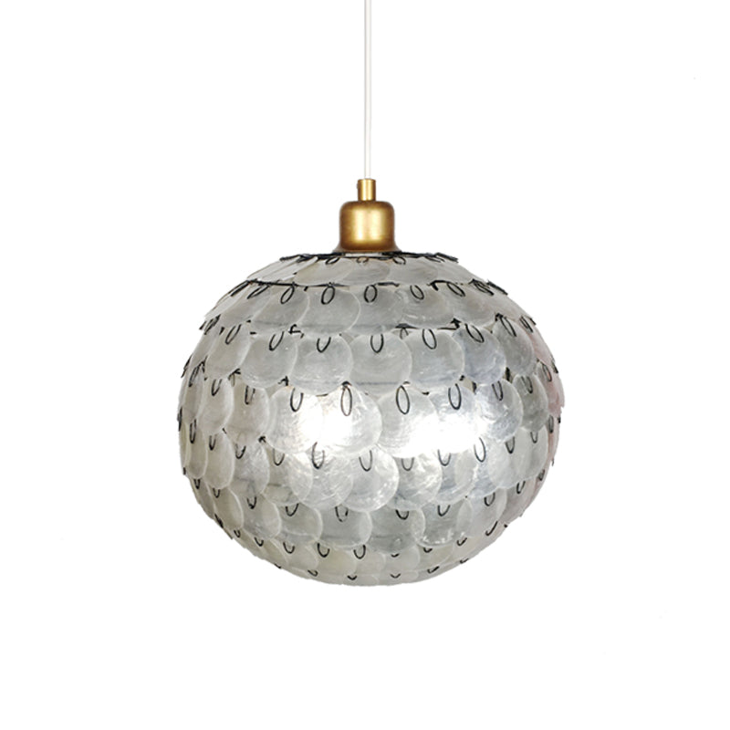 Modernism 1 Light Hanging Lighting Silver Sphere Pendant Ceiling Lamp with Shell Shade Clearhalo 'Ceiling Lights' 'Modern Pendants' 'Modern' 'Pendant Lights' 'Pendants' Lighting' 612352